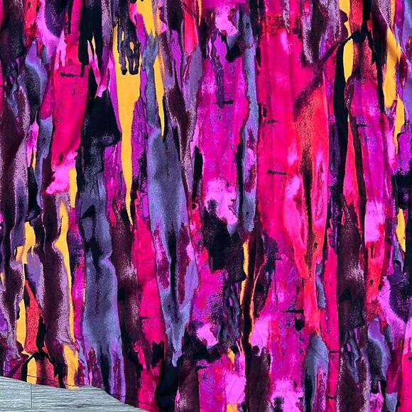 LONDON TIMES Twist Front Midi Dress Plus Size 14 Colorful Printed 80s Art Retro - Picture 7 of 10